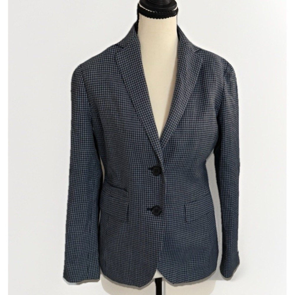 Brooks Brothers 346 Wool Houndstooth Blazer Size 6 Elbow Patch